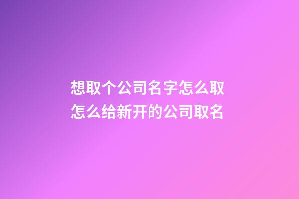 想取个公司名字怎么取 怎么给新开的公司取名-第1张-公司起名-玄机派